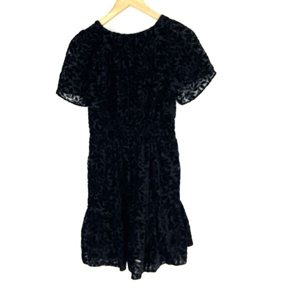 Anthropologie Dress Size XS Black The Somerset Collection Velvet Floral Mini - Picture 6 of 9